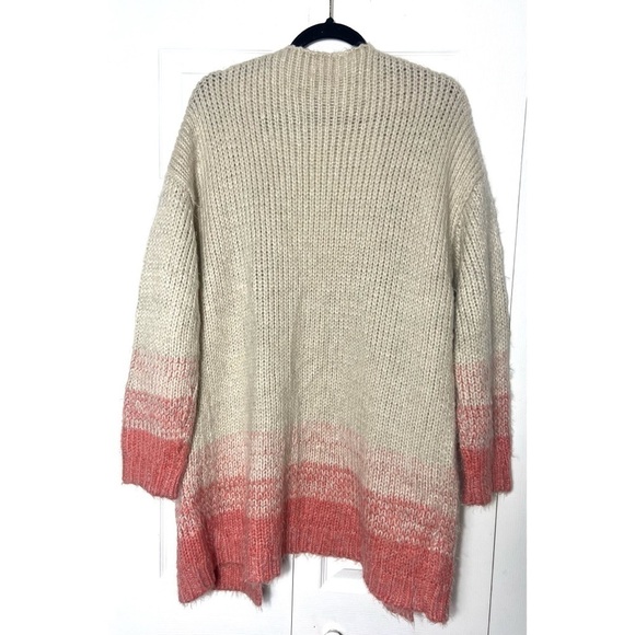 Promesa Beige Pink Ombre Open Knit Cardigan Long Sweater Size Medium Large - Picture 6 of 6